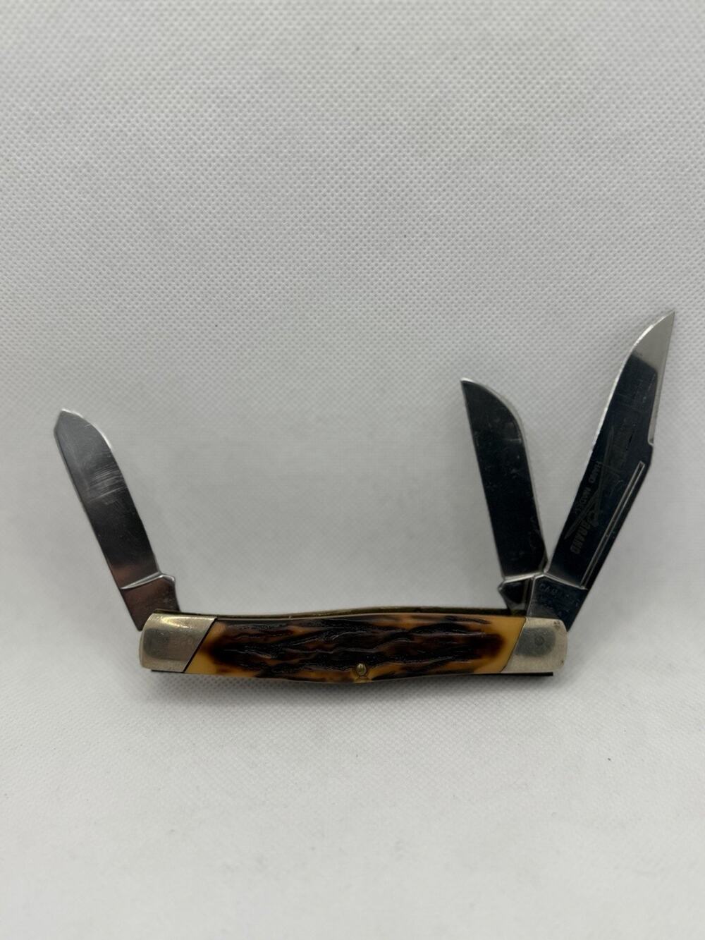 Camillus 89 Sword Brand Knife USA Imitation Stag Premium 3 blade Stockman